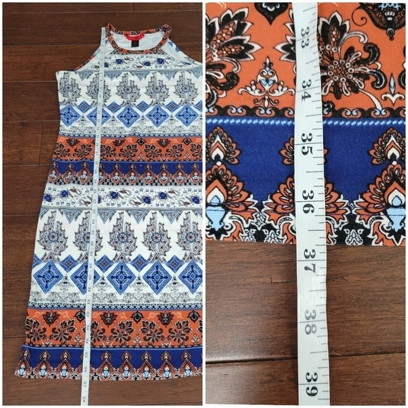 Hot Kiss Women's Halter Bodycon Microfiber Midi Dress Size L Elephant Geo Print - Picture 7 of 7